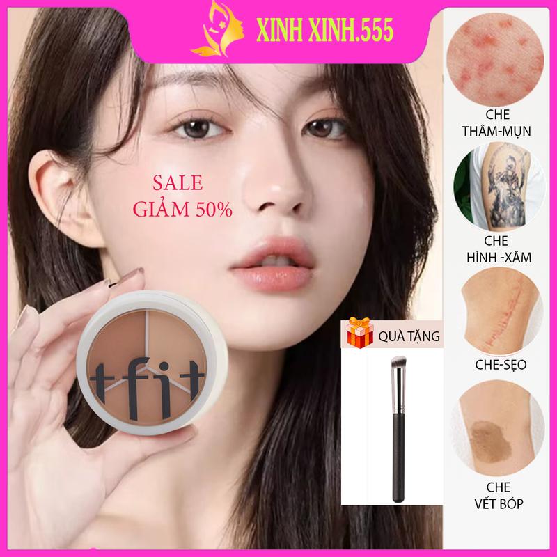 TFIT Kem che khuyết  điểm mụn nám sẹo tàn nhan nốt ruồi quần thâm lỗ chân lông to hình xăm 3 màu chống thấm nước,lâu trôi,dưỡng ẩm,tạo khối tốt,độ che phủ cao Kiểm soát dầu v.v.Nữ Cosmetic Mỹ Phẩm Trang Điểm Mỹ Phẩm the saem nắp hồng Women nội địa trung