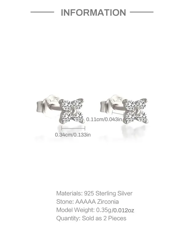 925 Sterling Silver Flower Design Earrings, Fashionable Rhinestone Decorated Earrings for Women, Casual Jewelry for Party, Daily Clothing Decor, Trendy All-match & Exquisite Jewelry for Gift 5