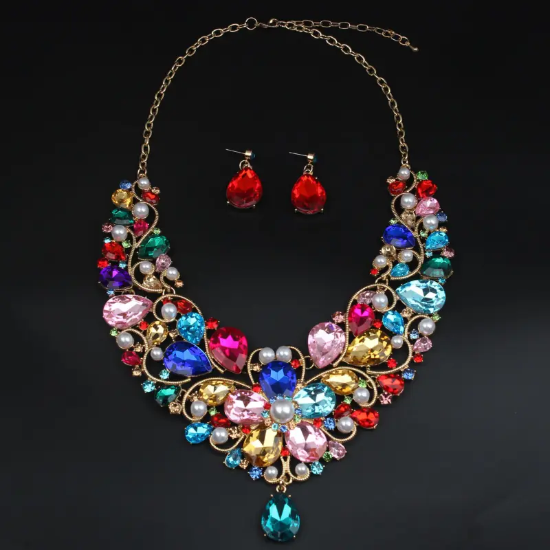 Luxurious Vintage-Style Bridal Jewelry Set with Sparkling Rhinestone Necklace and Earrings - Iridescent Crystal Choker Dangle in Multicolor, Perfect for Weddings & Special Events, Wedding Gifts 2