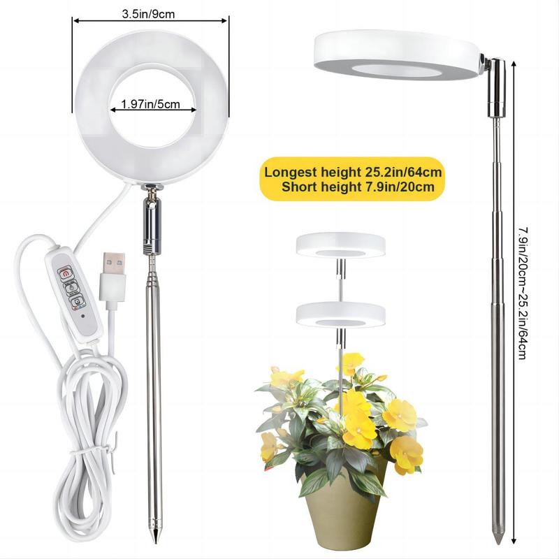 Full Spectrum LED Plant Growing Light, Height Adjustable Growing Lamp, 4 Dimmable Brightness Small Plants Growing Lamp, Pot, Modern, Home 2