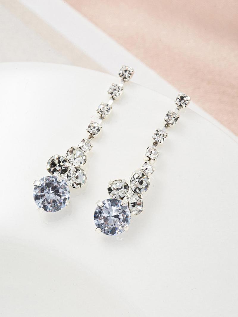 Product Introduction of Women's Elegant Rhinestone Decorated Necklace & Dangle Earrings, Exquisite Trendy Jewelry Set, Fashionable Accessories for Party & Daily Clothing Decor 2