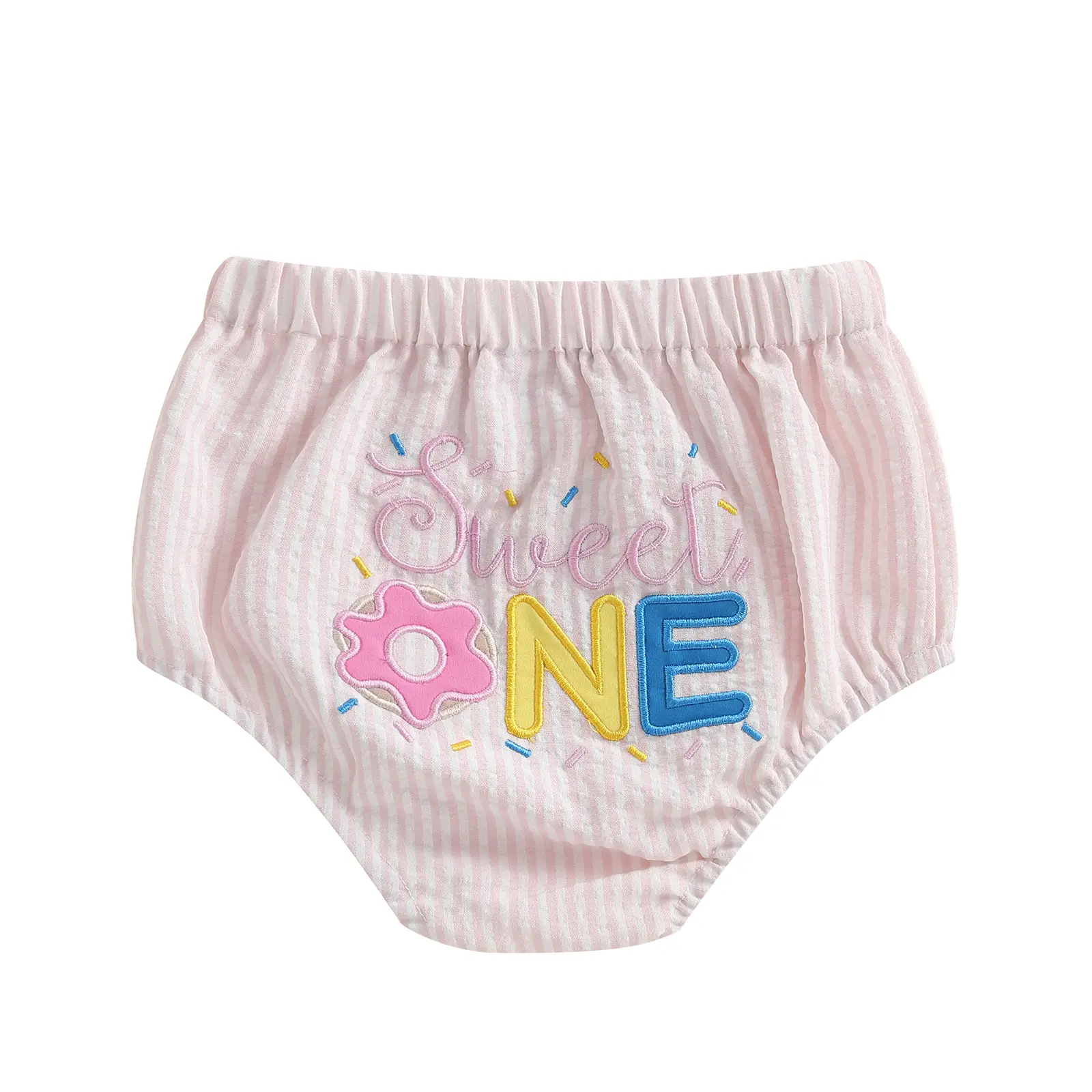 6-18Months Infant Baby Girls Casual Shorts Elastic Waist Striped Embroidery Letters Summer Shorts Bottoms for Birthday