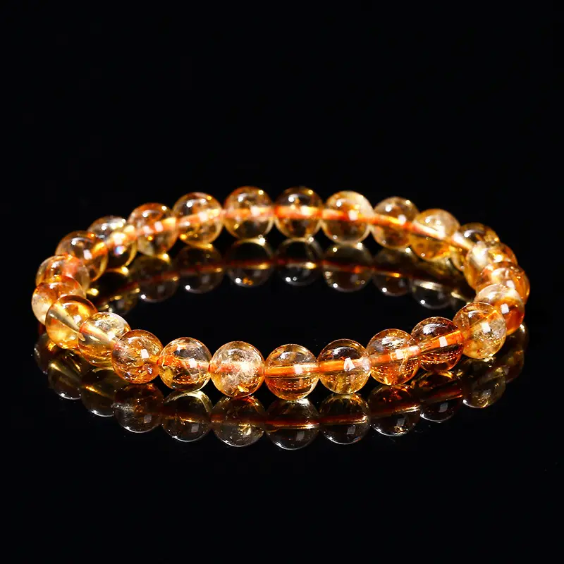 Natural yellow tower crystal bracelet for women, fresh yellow crystal bead hand string, light luxury hand jewelry, bringing health and good luck.