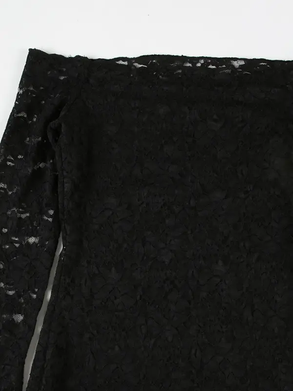 Women's Off The Shoulder Sheer Floral Lace Dress, Elegant Fashion Long Sleeve Short Dress for Party Club Dating Wear, Women Dress for Spring & Fall 5