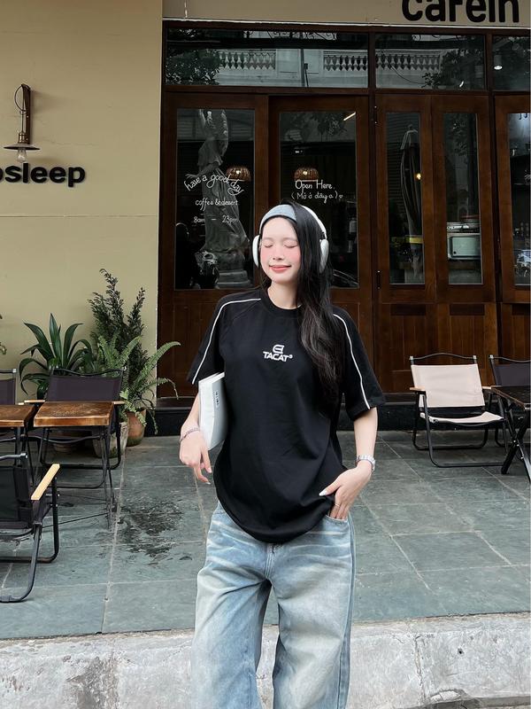 Áo Thun -04 Áo thun TACAT Hi 2024  unisex Nam , nữ  RAGLAN localbrand tay lỡ Menswear Cổ Tròn Trắng