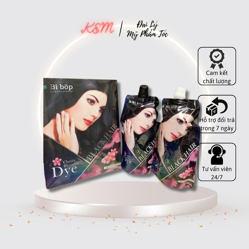Thuốc Nhuộm Tóc Phủ Bạc Đen Nâu BIBOP 500mlx2 Phủ Bạc Tốt Không Dính Da Đầu Dễ Sử Dụng