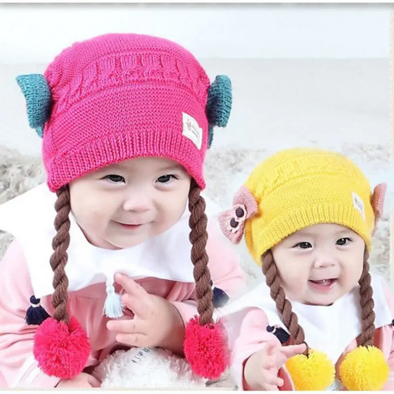 Topi Anak Rambut Kepang Bahan Rajut 7