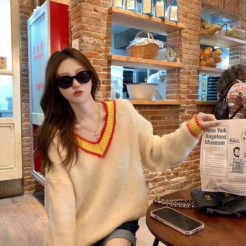 Product Introduction of Áo Chui Đầu Mơ, Dệt Kim, Dài Tay, Cổ Chữ V, Dày Và Dáng Rộng Rãi, Nhiều Màu, Thích Hợp Cho Mùa Thu Và Mùa Đông, Năm 2024 4