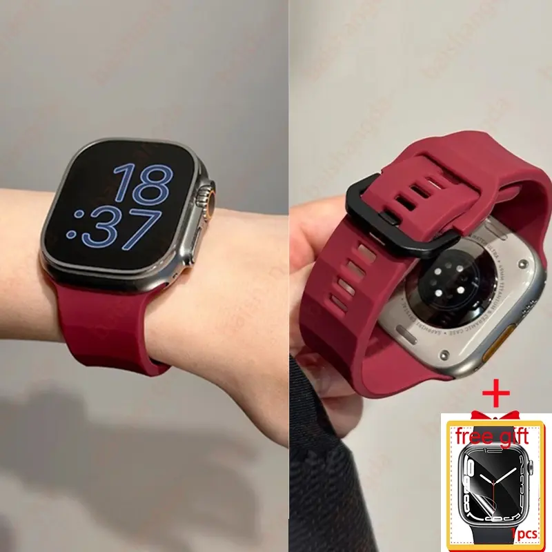 Tali Silikon Lembut, Untuk iWatch Ultra 49mm, 44 / 45mm, 49mm, 42mm, Gelang Correa Sukan Gelombang, Untuk Siri iWatch 7, 8, 6, 5, 4, Tali Sukan Silikon Lembut Band Lelaki Smart Perempuan