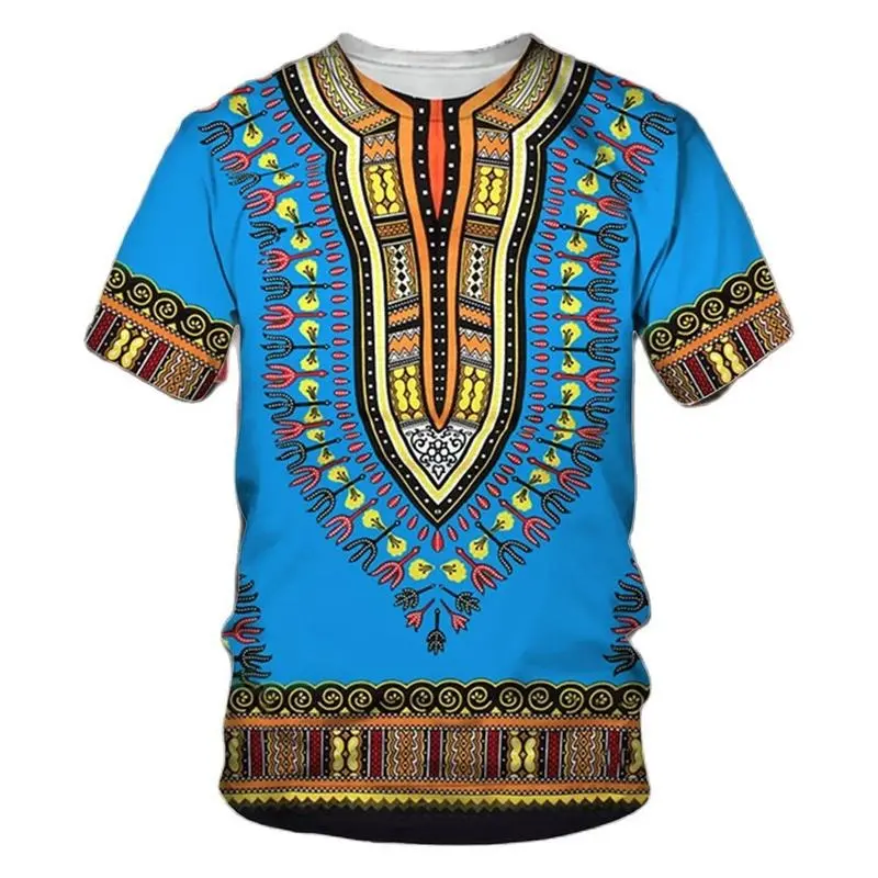 Dashiki t-shirts, for African men, casual retro street clothing, retro ethnic style, traditional clothing, short sleeves