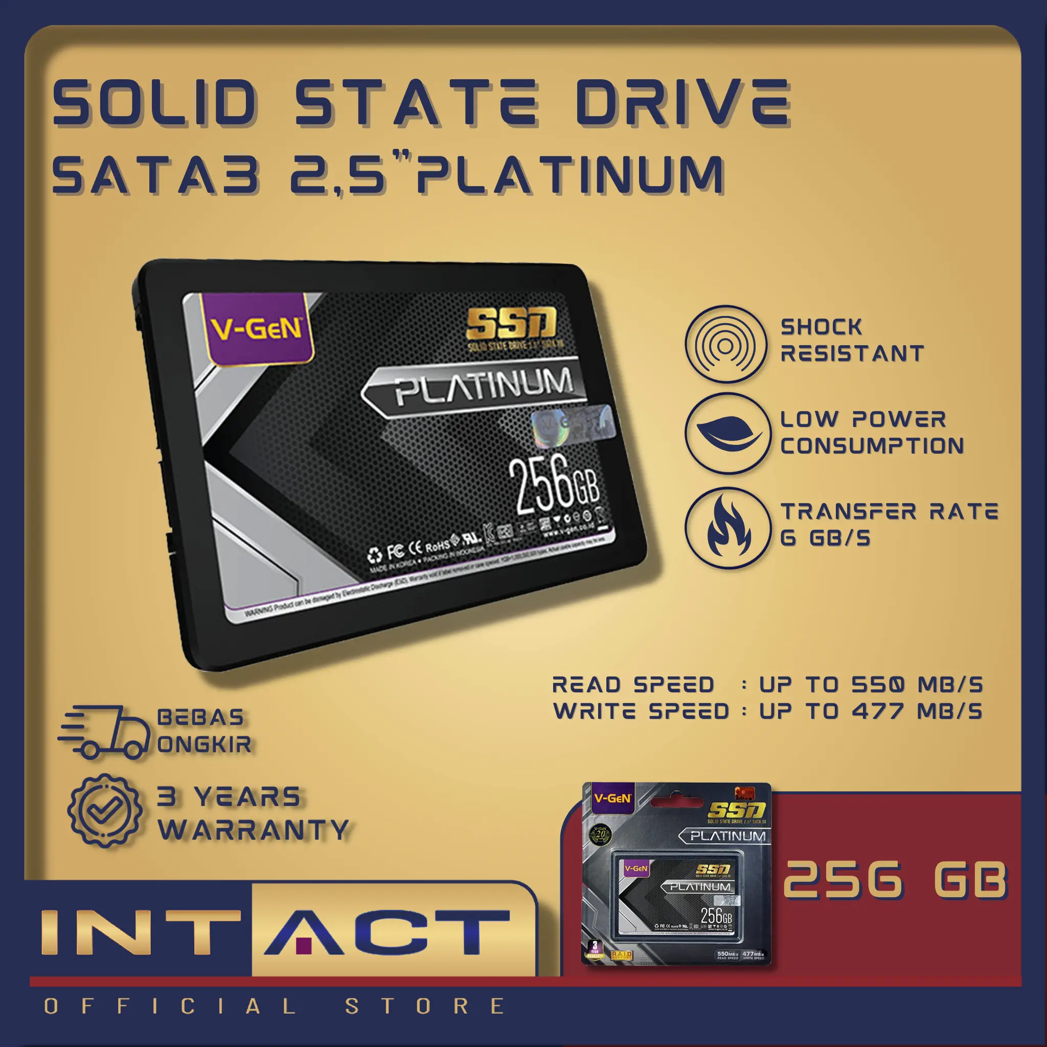 SSD V-GeN Platinum Rescue  256GBSATA 3 Solid State Drive 2.5" Inch VGEN SATA III