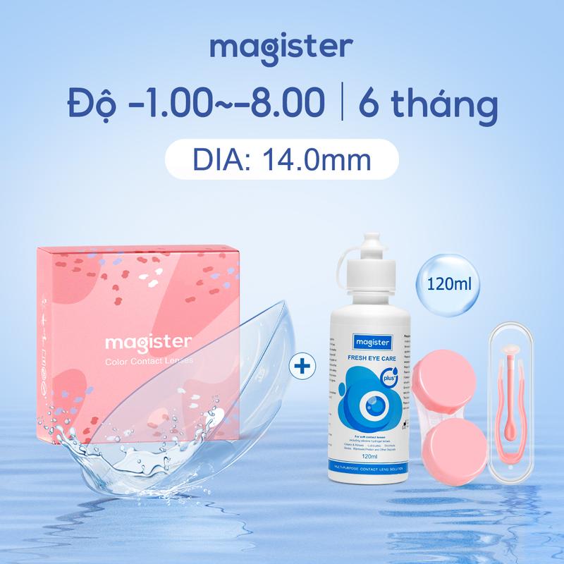 【Trong Suốt lens Magister Kính Áp Tròng Clear Lens Độ Cận 0~8.00 6 Tháng DIA 14.0mm 12 giờ Không khô lens cận giãn tròng softLens Thích hợp để mặc hàng ngày Khay miễn phí Women Nữ