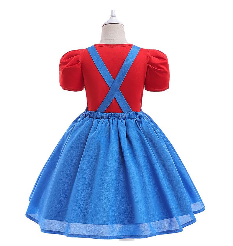 Product Introduction of European and American New Super Horsepower Movie Cosplay Mario Two Pieces Suit Girls' Suspender Skirt Suit 12