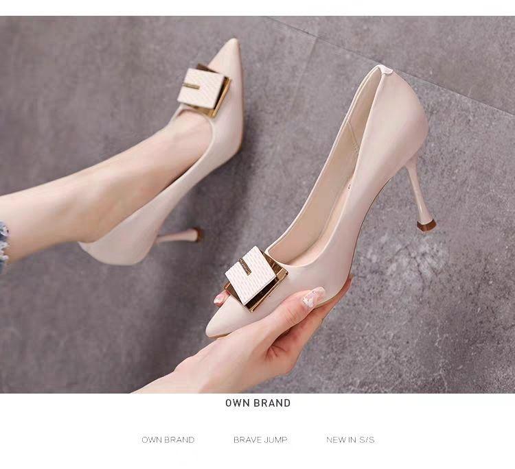 Product Introduction of Giày Giày Cao gót Da Thật Mềm Mại, Dành Cho Nữ, Thời Trang, Mũi Nhọn, Màu Nude, Linh Hoạt, cổ thấp 19