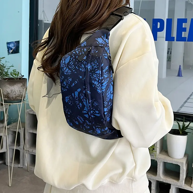 Cross-border Outdoor Casual Cycling Bag for Men, Multifunctional Waist Bag for Women, Trendy Printed Chest Bag, Casual Versatile Crossbody Bag