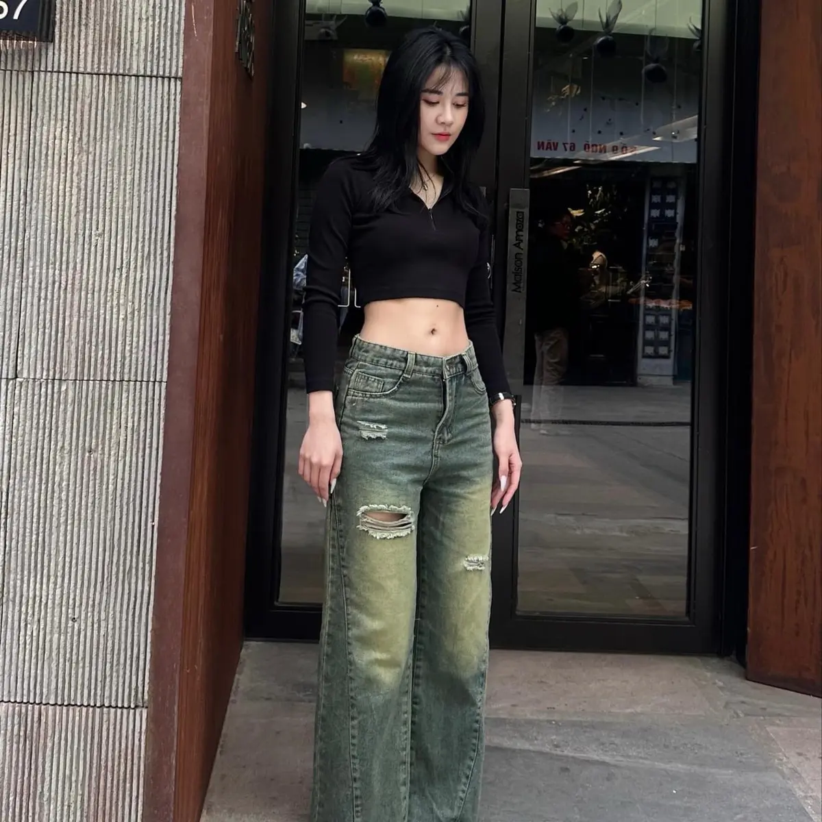 Mẫu Mới: QUẦN JEANS NỮ ỐNG SUÔNG MÀI RÁCH GỐI CẠP CAO HÁCH DÁNG DỄ PHỐI ĐỒ PHONG CÁCH MỚI LẠ