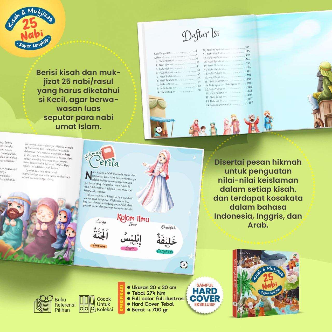 Buku Cerita Anak - Kisah dan Mukjizad 25 Nabi Super Lengkap - Usia 7+ - Hardcover - Ziyadbooks Books
