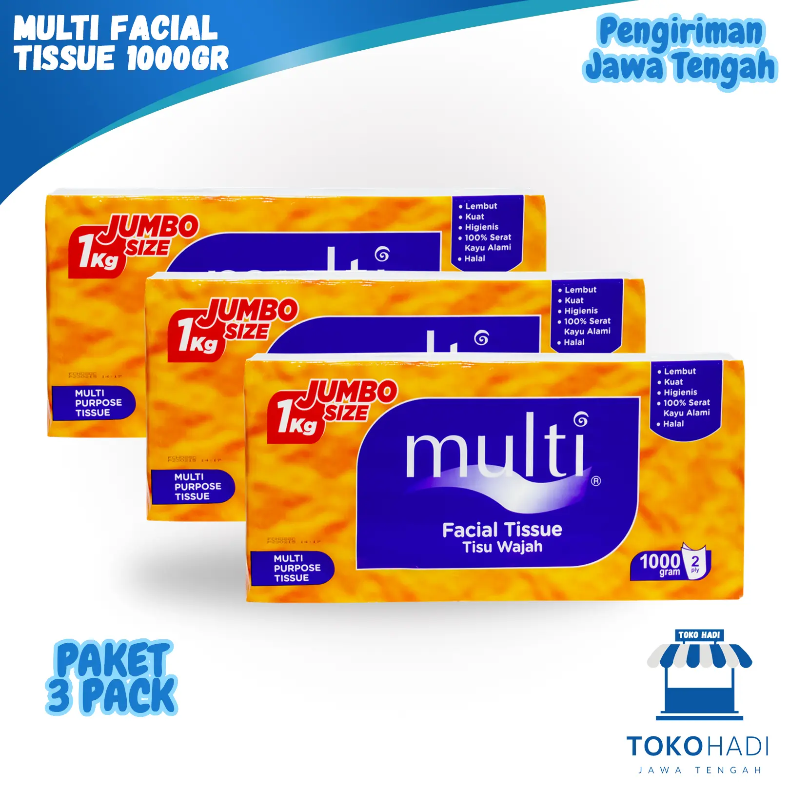 ( Paket 3 PCS )Tissue Multi Facial Tisu 1000 Gram - 2 PLY / Tisue Wajah ...