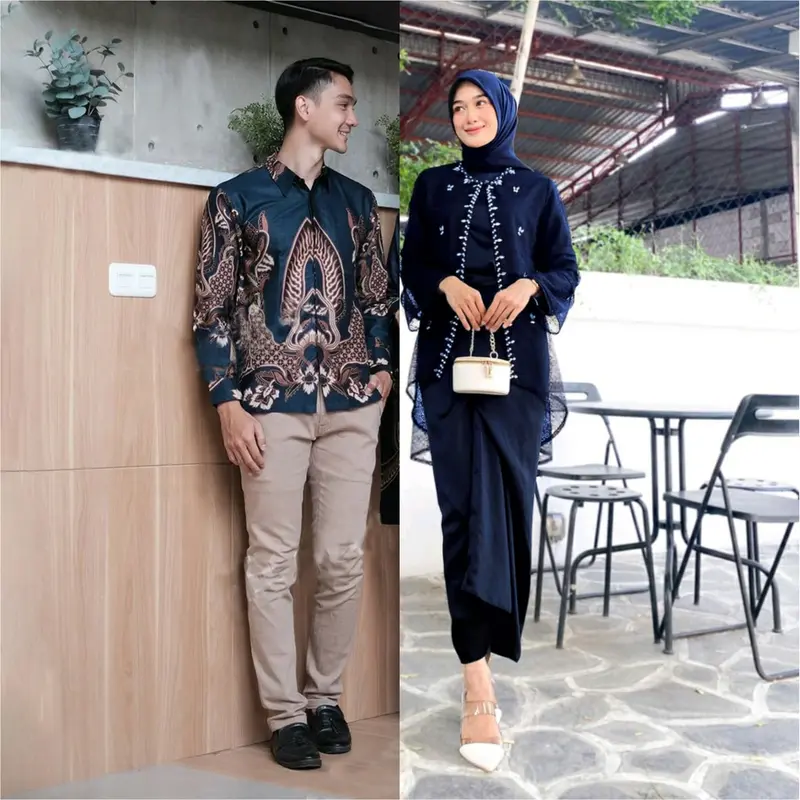 Baju batik couple pasangan lamaran wisuda tunangan kekinian oneset clarisa jemma organza polos wanita terbaru ootd engagiment rok lilit 5