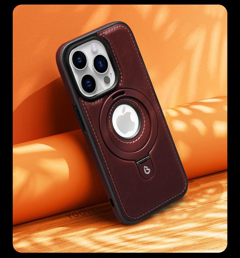 Product Introduction of Magnetic Phone Case, Luxurious Genuine Leather, Suitable for iPhone 12 13 14 15 16 Pro Max and 14 15 16 Plus, Magnetic Safety Protective Case, with P-shaped Fixing Ring, Stand Logo, Cut-out Back Cover 21