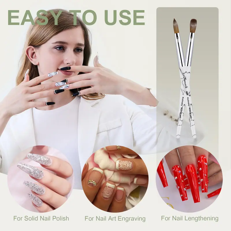 Different Sizes Nail Art Brush, Professional Manicure Brush, Gel Nail Polish Extension Pen for DIY Nail Art Projects 4