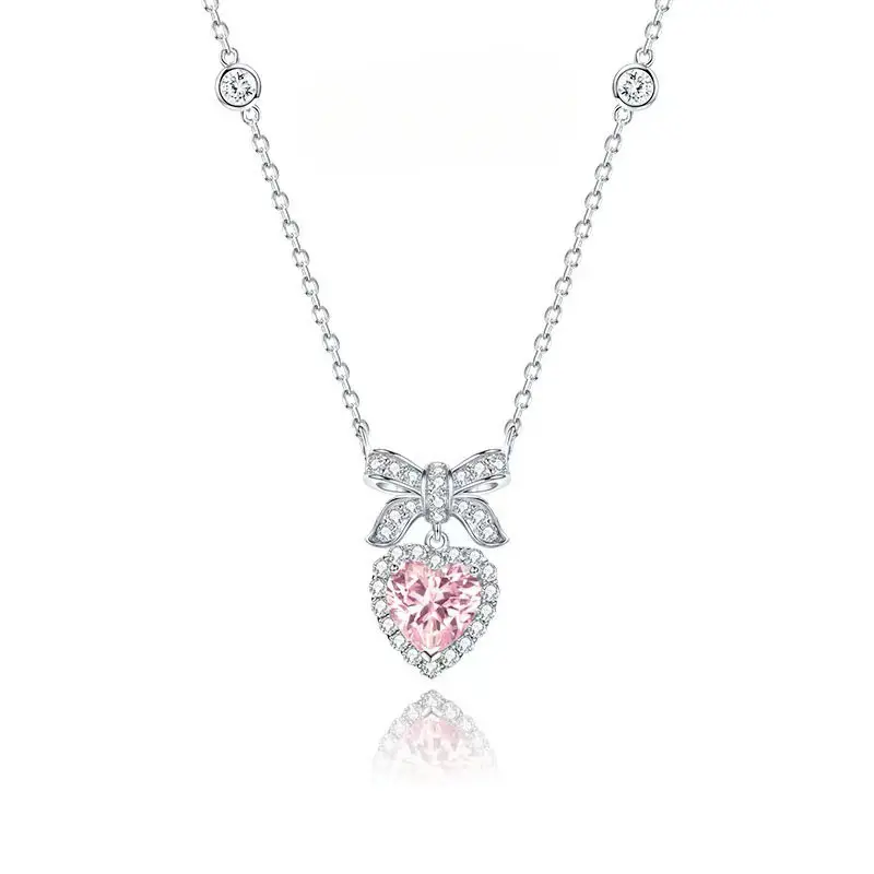Princess Knot Necklace Niche Design Light Luxury Sweet Heart Shape Versatile Fashion Valentine's Day Gift