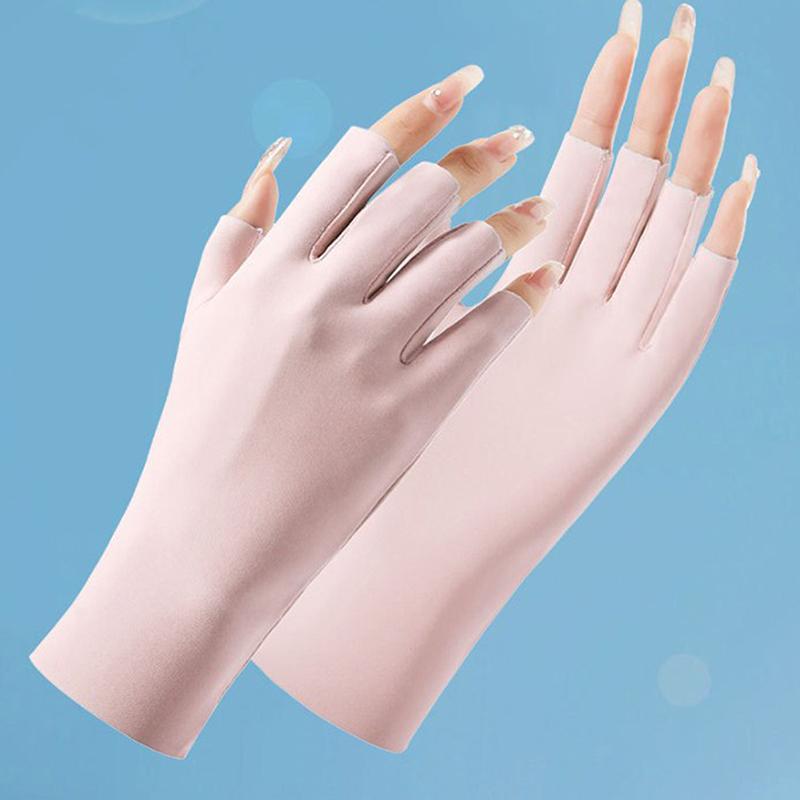 Product Introduction of Summer Ice Silk Half Fingers Gloves Women Breathable Thin Fingerless Gloves Outdoor Riding Driving Gloves Sunscreen Mittens 18