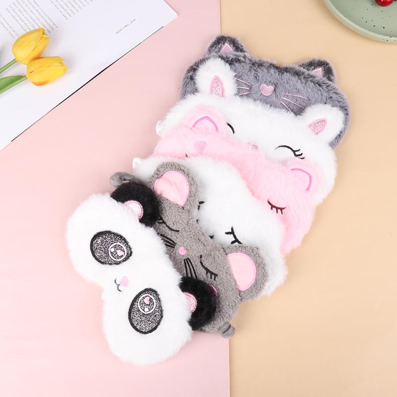 Topeng Mata Kucing Kelabu Comel Mewah, Topeng Tidur, Penutup Teduhan Mata, Penutup Mata, Pelapik Mata, Sesuai untuk Perjalanan dan Kegunaan Rumah, Item Hadiah, 1PCS 0