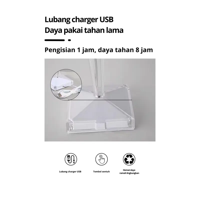 PPlus LAMPU MEJA CRISTAL USB  LAMPU SENSOR SENTUH / DEKORASI LAMPU MEJA CRYSTAL LAMP /Lampu Kamar Aesthetic / Lampu Malam LED / Lampu Tidur Aesthetic kristal 8