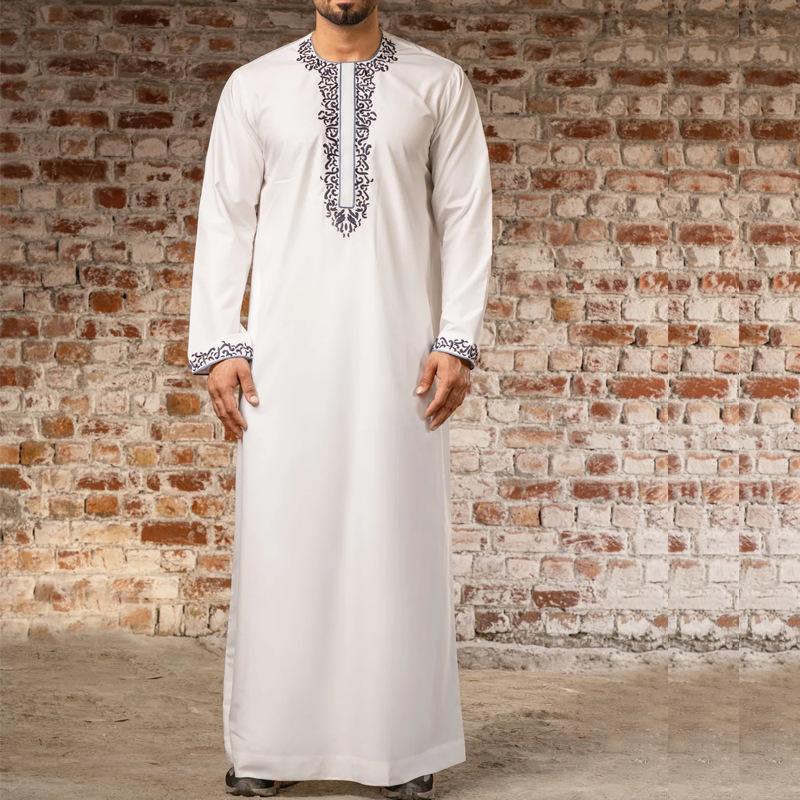 Product Introduction of [Duke]24 New Cross-Border Foreign Trade Muslim Long Sleeve Embroidered Ethnic Style Arabic Robe-1 3
