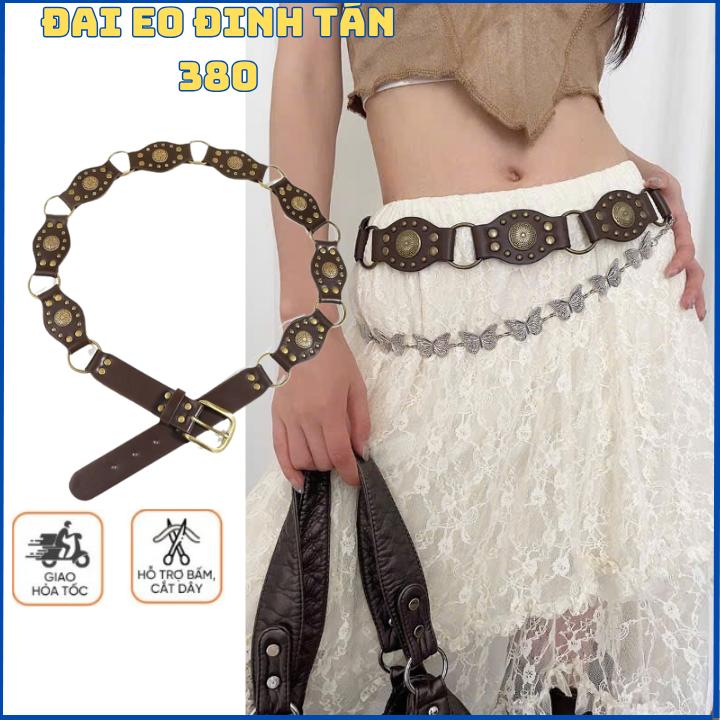 Dây thắt lưng lưng thắt eo bản rộng nam nữ belt màu nâu cổ điển cá tính phong cách Âu mỹ OLL380
