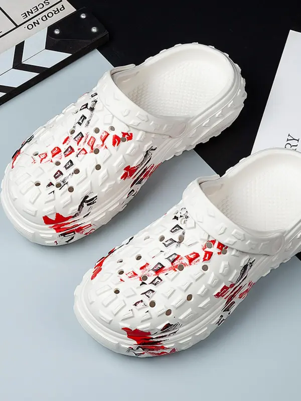 Unisex Fashionable Graffiti Pattern Slides, Casual Comfortable Breathable Slides, Non-slip Slides for Indoor & Outdoor Wear, Boy 5