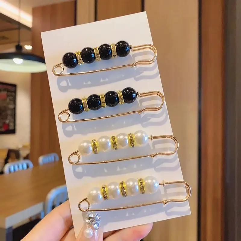 Women's Clothing Brooch Set Pearl Rhinestone Brooches Jeans Skirt Waist Fixed Waist Buckle Clip Tightening Waist Pin Women's Fashionable Accessories