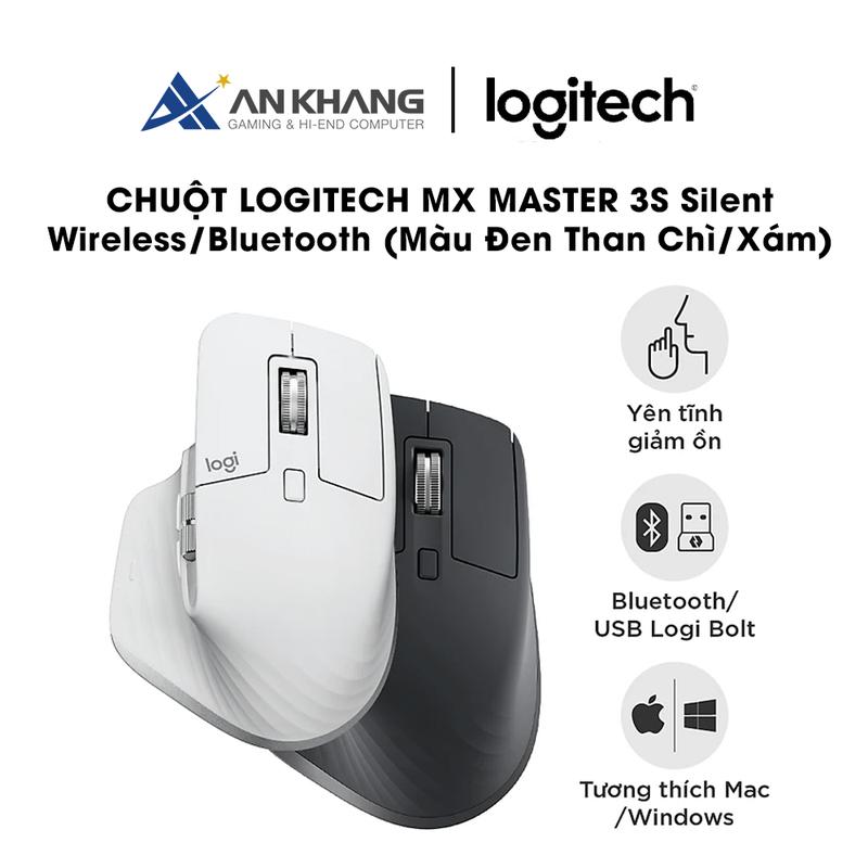 Chuột Logitech MX Master 3S Silent Wireless/Bluetooth (Màu Than chì/Xám Nhạt)