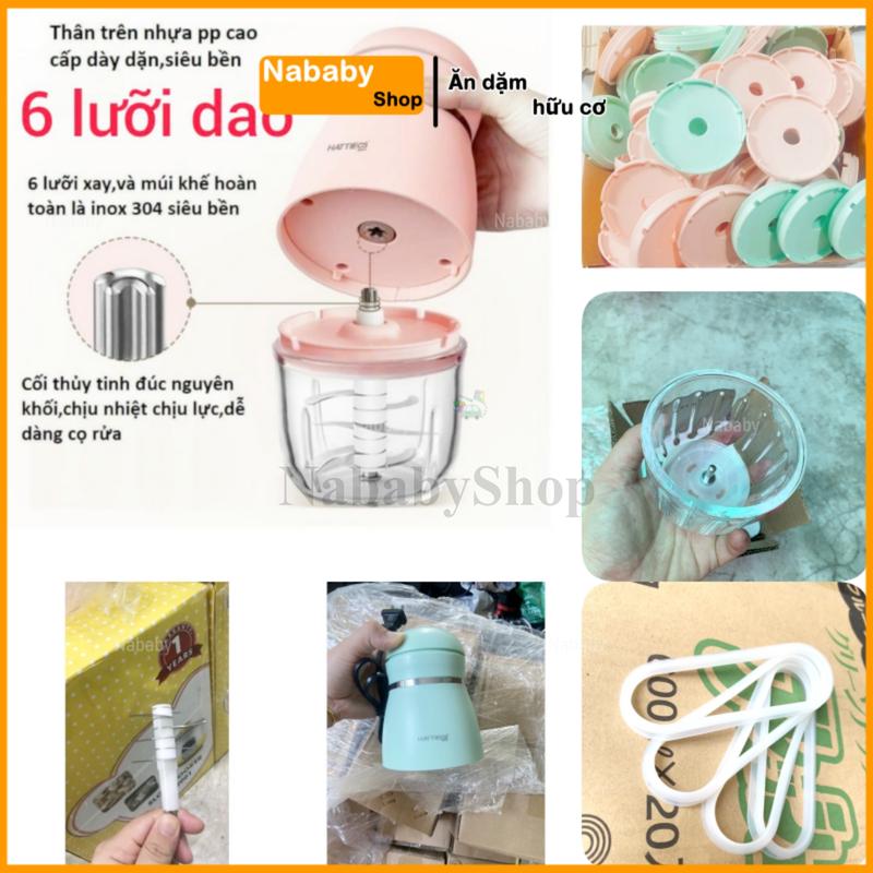 Lẻ Cối thủy tinh, dao 6 lưỡi, phụ kiện máy xay Hattiecs cho bé ăn dặm