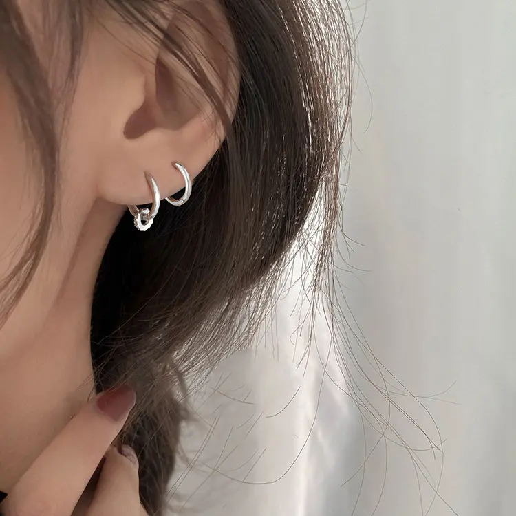 Khuyên tai tròn 3 vòng . Bông tai tròn 3 vòng Women Nữ Hoa Tai 1