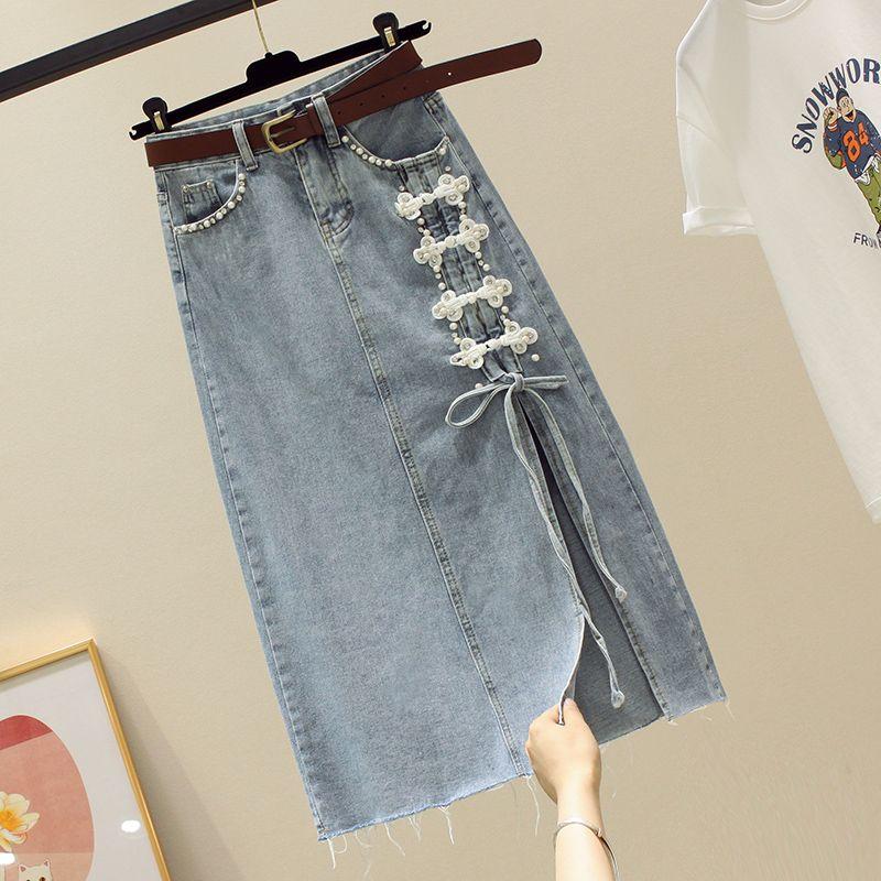 Product Introduction of Chân Váy Chữ A, Chất Liệu Denim, Dành Cho Nữ, Mỏng Mùa Hè, Cạp Cao Dài Trung Bình Chân Váy Bodycon, Tôn Dáng, Xẻ Bên, Hàng Mới Về 2024 2