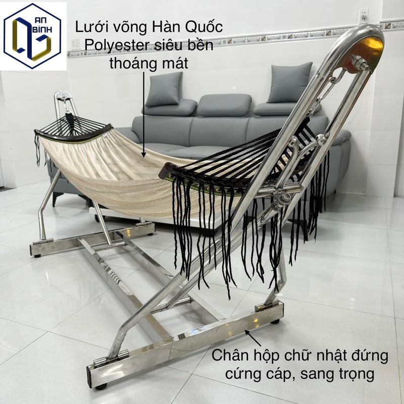 Võng INOX Chân Hộp Chính Hãng An Bình Tải Trọng 300kg Lưới Võng Xuất Khẩu Hàn Quốc Polyester Cao Cấp Thoáng Mát