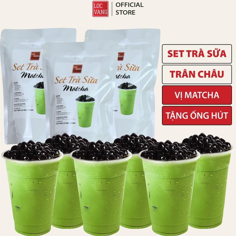 Set Trà Sữa Trân Châu Làm 15 Ly Vị Matcha LỘC VÀNG