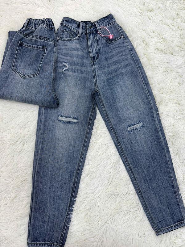 Quần jean nữ M 062, màu xanh nhạt, lưng thun, chất vải cotton QC cao cấp, rách gối - Pants 1