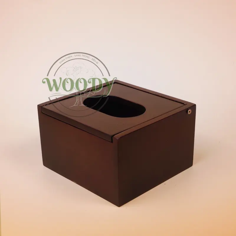 Hộp Đựng Khăn Giấy Vuông Bằng Gỗ Tần Bì Tự Nhiên - Đồ Gỗ Woody 2