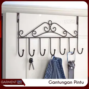 Kapstok 7 Hook Gantungan Baju Tas Belakang Pintu Steel Clothes Hanger Serbaguna Cantolan Tanpa Sekrup Bor Paku