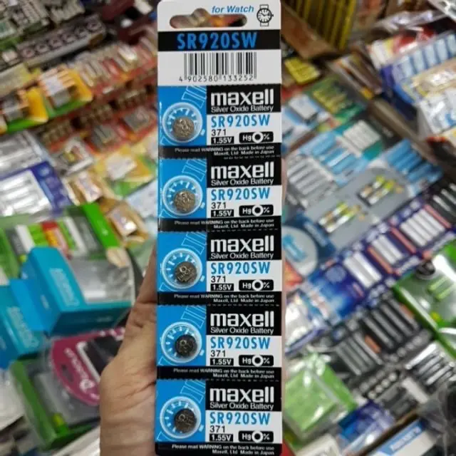 (5ก้อน)ถ่านกระดุม Maxell SR920SW, 371 1.55V 1แพค 5ก้อน ของใหม่ ของแท้