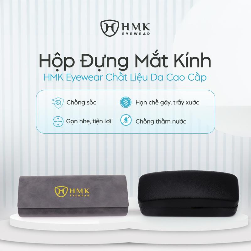 Hộp Đựng Mắt Kính HMK Eyewear Chất Liệu Da Cao Cấp Màu Ngẫu Nhiên Bảo Vệ Toàn Diện, Chống Sốc Kính