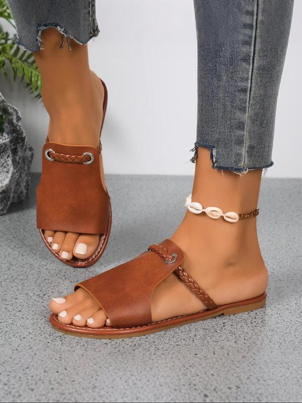 Women's Fashionable Plain Color Slides, Casual Comfortable Fashion Slides for Beach, Lightweight Breathable Slides for Indoor & Outdoor Wear, Walking Shoes 2