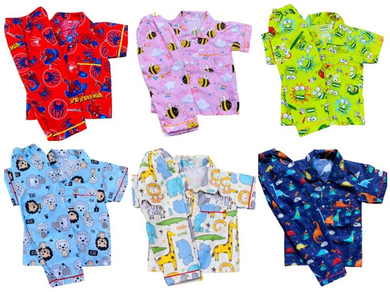 PROMO PIYAMA ANAK JUNIOR USIA 6-12 TAHUN 100 RIBU DAPAT 5 SETELAN MOTIF COWO 5