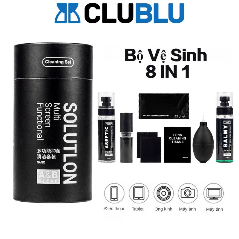 -CLUBLU- Bộ Vệ Sinh Chuyên Nghiệp 8 Món Cho Màn Hình Laptop Bàn Phím Điện Thoại Ống Kính Máy Ảnh Camera Dụng Cụ Vệ Sinh