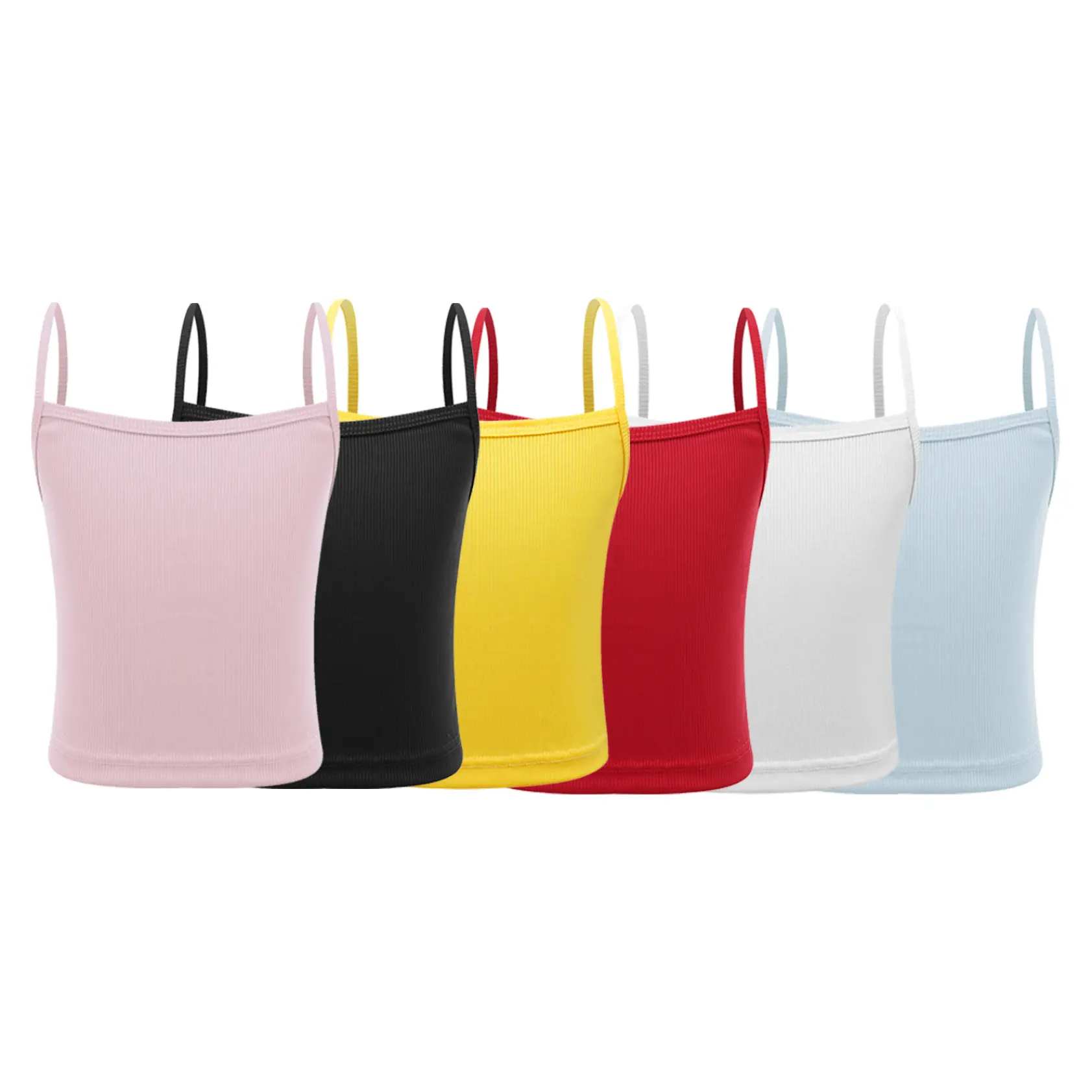 Linjinx Kids Girls Cami Undershirts Cotton Racerback Crop Tank Top Ribbed Camisole Sport Basic Solid Color Spaghetti Straps Vest