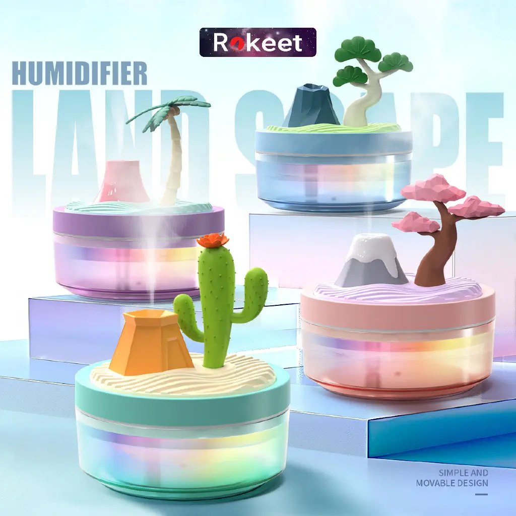 Rokeet Humidifier Diffuser Landscape Pengharum Ruangan Aroma Terapi LED Aesthetic Portable USB