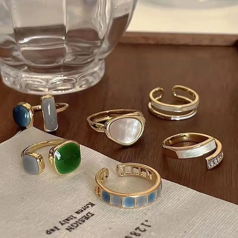 Cincin Geometri, Fesyen, Saiz Terbuka Boleh Laras, Sesuai sebagai Hadiah Hari Jadi untuk Wanita, Cincin
